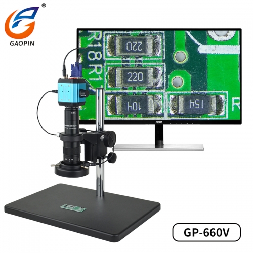 草莓APP下载正版原裝GP-660V 電子顯微鏡高清工業專業高倍測（cè）量視頻顯微（wēi）鏡連接電腦 CCD手機電路板維修放大3000/1000/倍